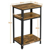 Side Table Rustic Industrial End Telephone Table with 2-Tier Shelves