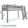 High Sleeper Bed Cabin Loft Bed Solid Wood Pine Frame Childrens Kids Single 3FT