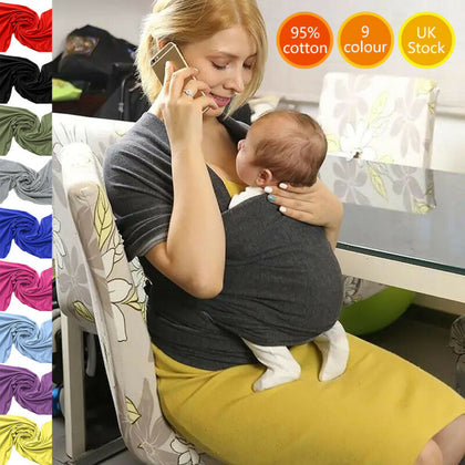 BABY WRAP CARRIER SLING STRETCHY BAG Breastfeeding MANY COLOURS Adjustable