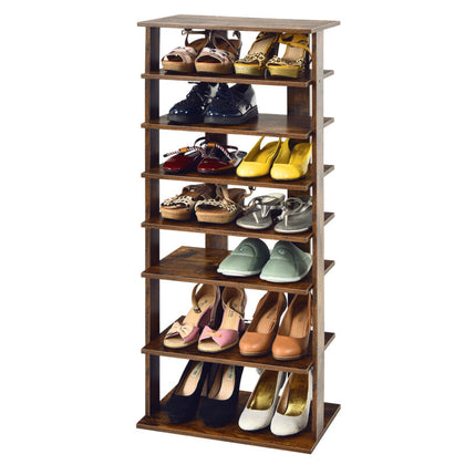 7-tier Double Shoe Storage Tower Organiser Unit Home Display Shelf Rack Stand