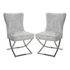 Set of 2 Dining Chairs Padded Seat Stainless Steel Legs Home Office Furniture