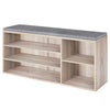 Shoe Storage Bench 3 Tiers Wooden Shoe Organizer with Adjustable Shelf & Cushion