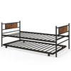 Metal Daybed with Pull-out Trundle Industrial Single Sofa Guest Bed w/Headboard