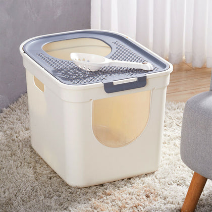 Plastic Cat Kitten Toilet Large Hooded Pet Small Animal Litter Box With Scoop