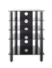 Stand Rack 5 Shelf Cabinet Black Glass Black Legs Extra deep 500mm