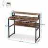Simple Computer Desk with Bookshelf & Monitor Stand Riser Rustic Brown PC Table