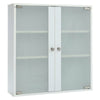 Wall Mounted Cupboard Bathroom Storage Shelf Floating Cabinet Glass Double Doors