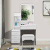 White Dressing Table&Stool Set Makeup Desk Vanity Table Drawers Mirror Dresser