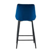 2x Velvet Blue Bar Stool Kitchen Counter Breakfast Chair Pub Restaurant Cafe