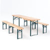 217Cm Long Wooden Folding Beer Party Table Bench Set Trestle Dining Desk 2Chairs