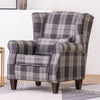 Upholstered Tartan High Back Armchair Wingback Accent Chair Sofa Fabric Lounge