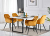 1.5M Dining Table/Velvet Dining Chairs Set Metal Legs Dining Room Kitchen Office