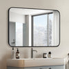 Extra Large Black Bathroom Mirror Round Corner Wall Mounted Mirror Burst-proof