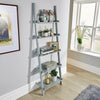 Grey Ladder Shelving Unit 5 Tier Display Stand Book Shelf Wall Rack Storage