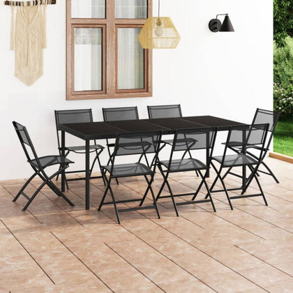 9 Piece Outdoor Dining Set Steel Y3D2