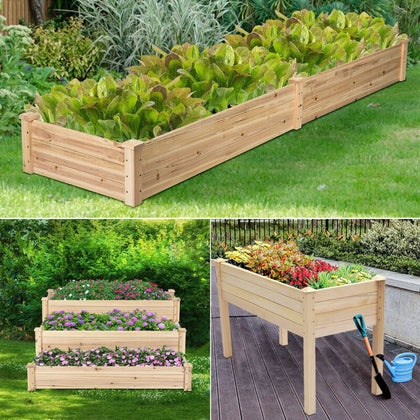 Wood Raised Flower Beds Outdoor Vegetable Planter Pot Garden Bed Flower Displays