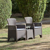 Suntime Roma Balcony Bistro 3pc Set - Plastic Rattan Garden Furniture w/Cushions