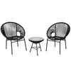 3PCS Patio Furniture Set Outdoor PE Rattan Woven Patio Chairs Set W/ Glass Table