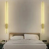 Gold Metal Long Strip LED Lights Linear Wall Mounted Sconce Lamp Bedroom Hallway