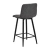 2 Faux Leather Bar Stools Grey with Stripe Padded Seat Metal Legs Kitchen Chairs