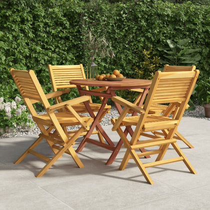 5 Piece Garden Dining Set Solid Wood Teak Q4Y8