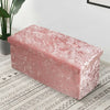 Crushed Velvet Diamante Ottoman Storage Box Folding Stool Space Saving Pink Grey