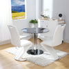 90cm Tempered Round Table Clear Glass Chrome Base Leg Dinner Kitchen Furniture