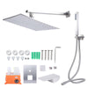 Bath Shower Mixer Valve Tap Bathroom LED Square Rain Overhead Kit