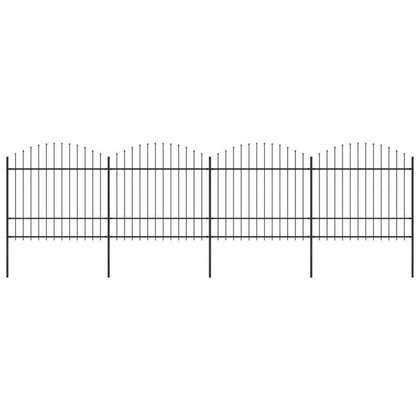 Garden Fence with Spear Steel (1.5-1.75)x6.8 m Black T2M3