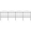 Garden Fence with Spear Steel (1.5-1.75)x6.8 m Black T2M3