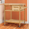 Wood Portable Kitchen Storage Cart Trolley on Wheels Bar Serving Cart Unit Home