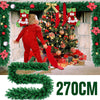 9ft Thick Christmas Garland XMAS Decorative Pre-Lit LED Lights Door Shop Wreath