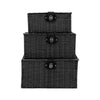 SET OF 3 Storage Baskets Resin Wicker Woven Hamper Tidy Box With Lid & Lock GIFT