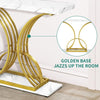 Faux White Marble Console Table Wooden Top Gold Metal C Shaped Legs Entryway