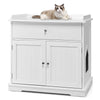 Large Cat Litter Box Enclosure Hidden Cat Washroom Furniture W/ Drawer & 2 Doors