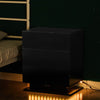 Black LED 3 Drawers Bedside Table High Gloss Cabinet Side End Table Living Room