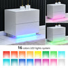 2 Drawers LED Light Bedside Table Side Nightstand Storage Organiser High Gloss