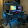 120cm Gaming Desk Carbon Fiber Desktop Adjustable RBG LED Light Computer Table