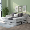 White Wooden Bed Frame Day Bed With Trundle And Large Storage Drawer Guest Bed