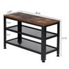 Industrial Shoe Bench Vintage Style Seat Rustic Metal Hallway Storage Tier Rack