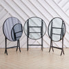Indoor Outdoor Portable Garden Patio Bistro Dining Table Folding Glass Top Table