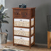 Chest of Drawers Cabinet Bedroom 2 Drawer 3 Baskets Wooden Wicker Living Room