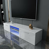 Modern LED Light TV Unit Cabinet Stand 160cm Media 2 Doors + Shelf White