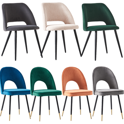 2/4 X Dining Chairs Velvet Set Padded Seat Metal Leg Kitchen Chair Home Office