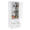 Bathroom Tall Cabinet Freestanding Storage Organizer Cupboard W/ 2 Large Drawers