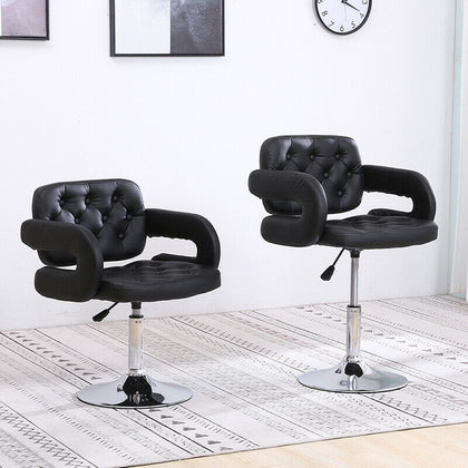 2Pcs Beauty Salon Chairs Bar Stool PU Leather Barber Hairdressing Swivel Kitchen