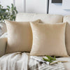 Pair of Crushed Velvet Cushion Covers 18 x 18 in Large Plain Plush Sofa Pillows