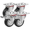 4x Heavy Duty 75mm Rubber Swivel Castor Wheels Trolley Furnitures Caster Black