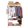 Wooden Clothes Rail Suits Shirts Trousers Hats Hanging Garment Rack w/Shoe Shelf