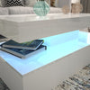 Modern High Gloss White Wood Coffee Table for Living Room RGB LED Lights